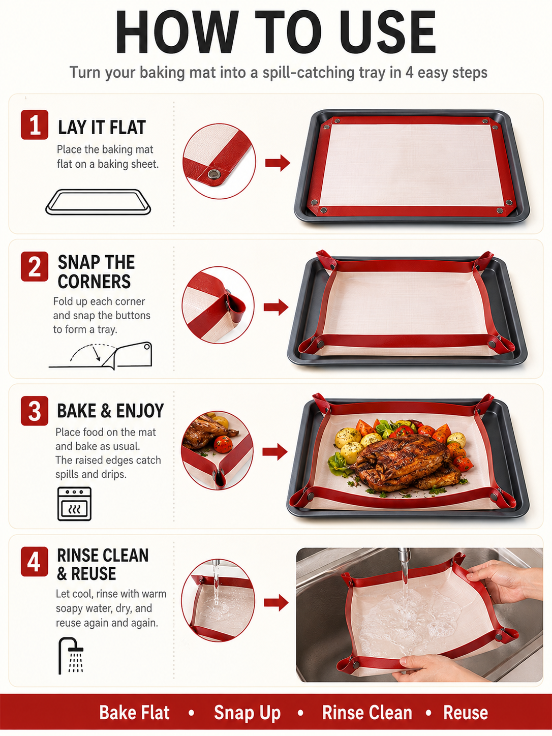 2-in-1 Non-Stick Silicone Baking Mat