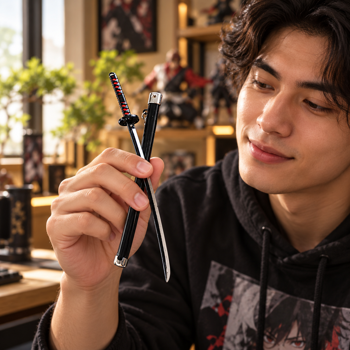 Anime Katana Keychain with Pop-Up Blade