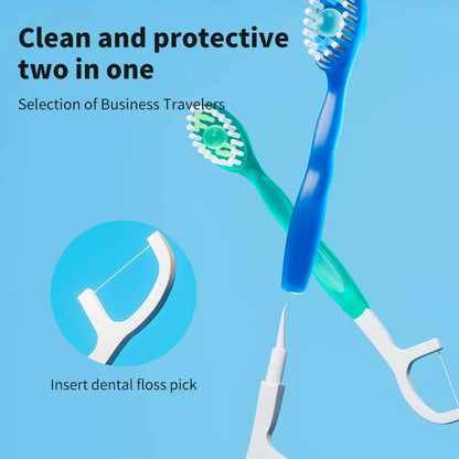 5 in 1 Disposable Mini Toothbrushes with Built-in Toothpaste & Floss Picks