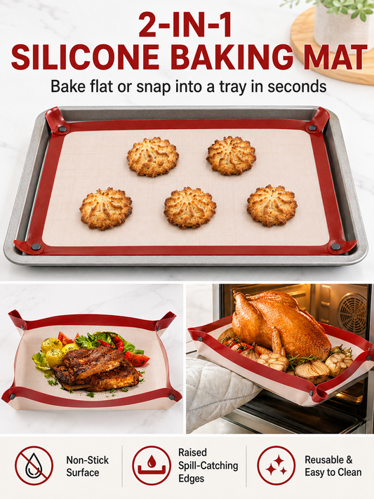 2-in-1 Non-Stick Silicone Baking Mat
