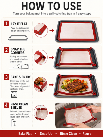 2-in-1 Non-Stick Silicone Baking Mat