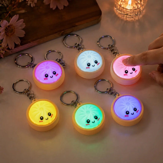 Cute Dumpling Pressable Fidget Keychain - Light Up Version