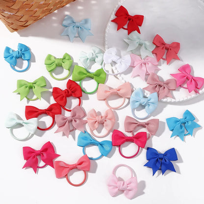 Grosgrain Ribbon Pigtail Bows Elastic